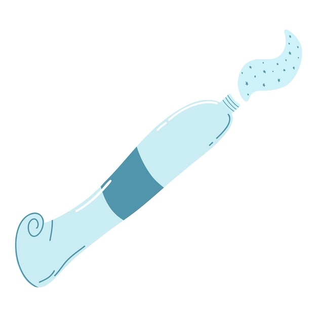 漫画フラット スタイルで手描きの歯磨き粉歯科用品歯科医療概念口腔衛生のベクトル イラスト