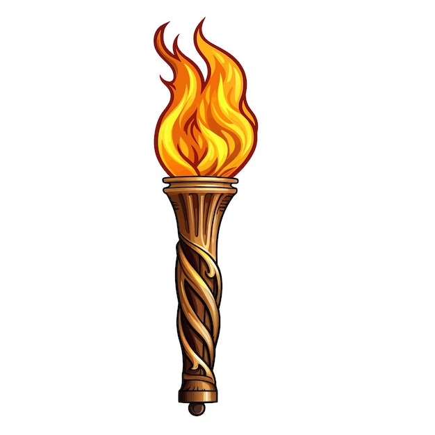 Vector hand drawn torch cartoon vector illustration clipart white background