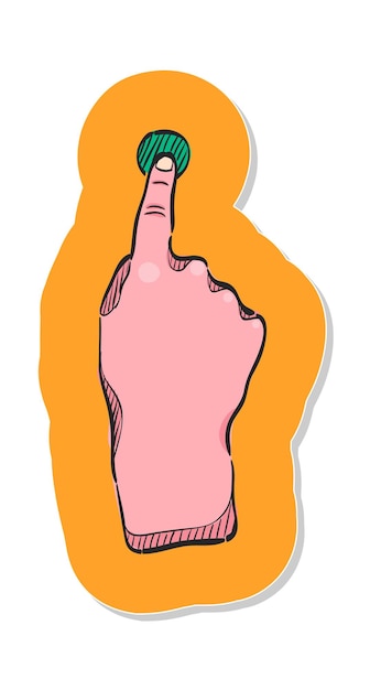 Vettore icona del gesto del dito del touchpad disegnata a mano nell'illustrazione di vettore di stile dell'autoadesivo