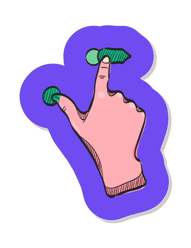 Vector hand drawn touchpad finger gesture icon in sticker style vector illustration