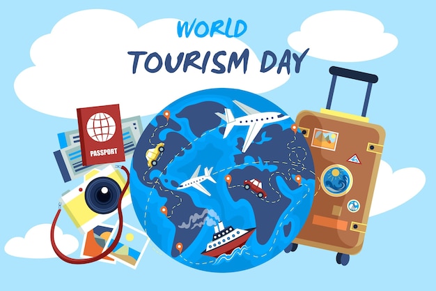 Hand drawn tourism day concept