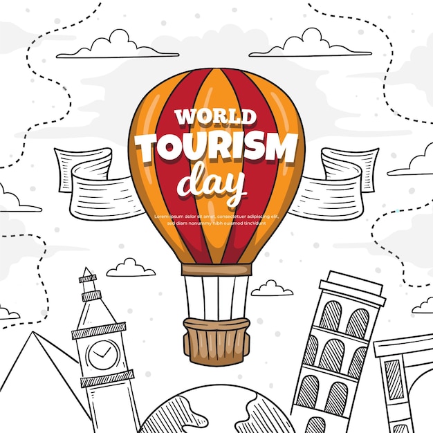 Hand drawn tourism day concept