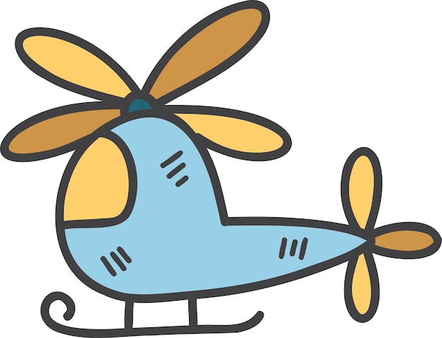 子供のイラストのための手描きのおもちゃのヘリコプター