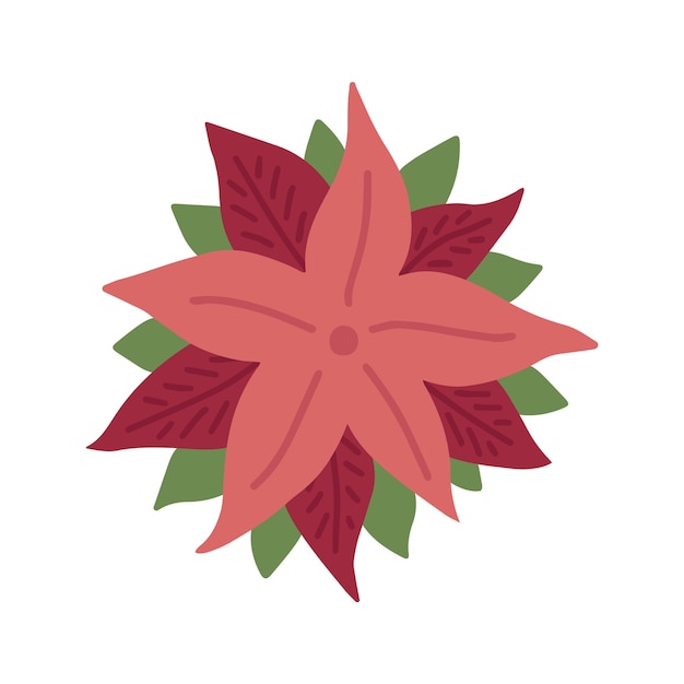 Clipart dell'elemento del nuovo anno di vettore del fiore del vischio della corona verde rossa di natale tradizionale disegnato a mano
