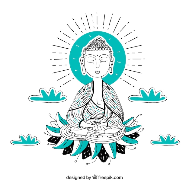 Vector hand drawn traditional budha