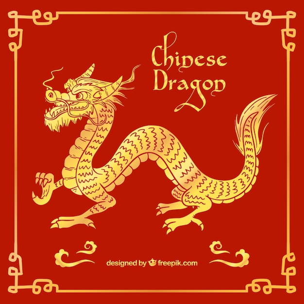 Hand drawn traditional chinese dragon