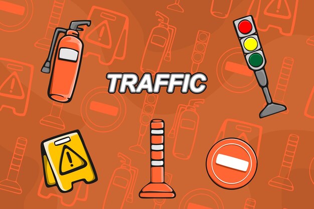 Vector hand drawn traffic vector items