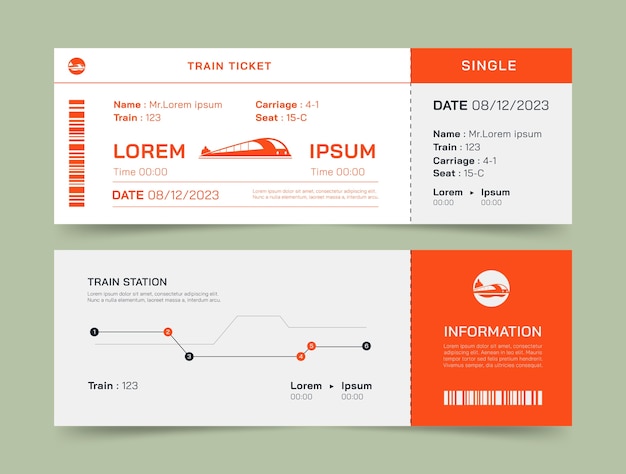 Vector hand drawn train ticket template