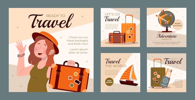 Vector hand drawn travel agency instagram post