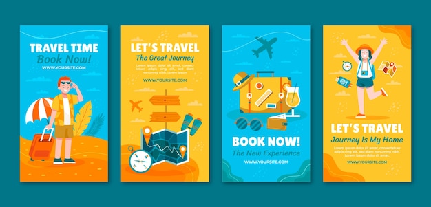 Hand drawn travel agency instagram stories template