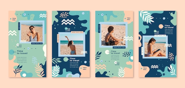 Vector hand drawn travel agency instagram stories