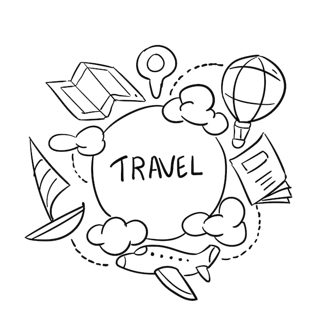 Vector hand drawn travel card design