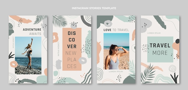 Storie di instagram di viaggio disegnate a mano