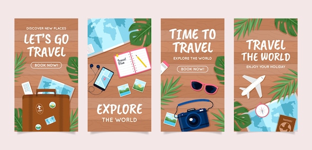 Hand drawn travel items instagram stories