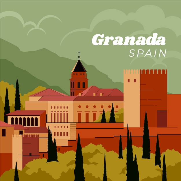 hand drawn travel location illustration