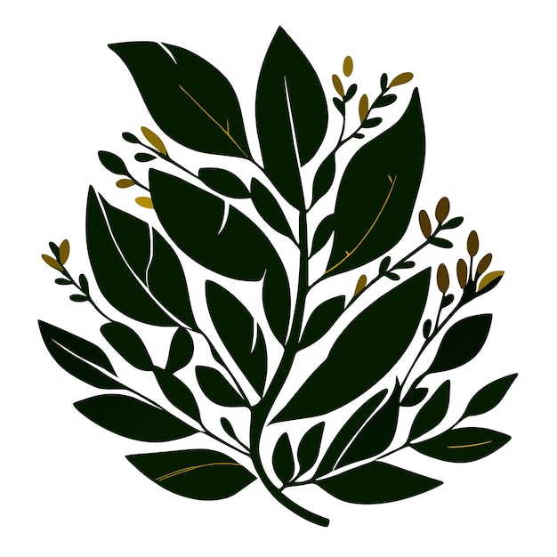 Vector hand drawn tree leaf twig floral element