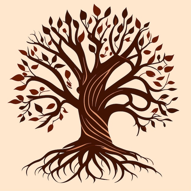 Vector hand drawn tree life in brown shades