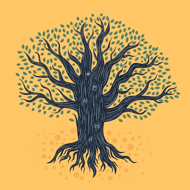 Vita dell'albero disegnato a mano Vettore Premium