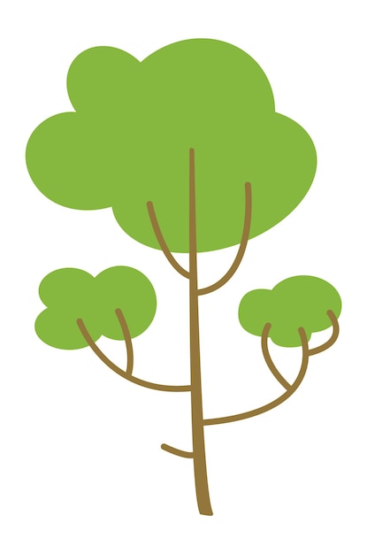 Hand drawn tree in trendy doodle style. Cute greenery. Vector illustration