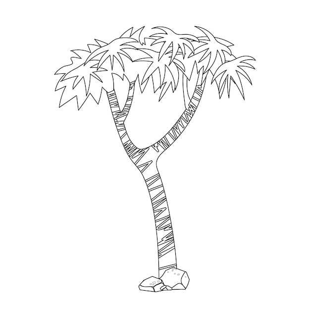 Hand drawn trees coloring pages for kids. concept vector outline
illustration. sketch