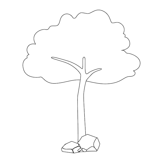 Vettore disegni da colorare di alberi disegnati a mano per bambini. illustrazione del profilo di vettore di concetto. schizzo