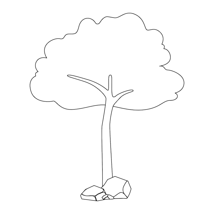 Vector hand drawn trees coloring pages for kids. concept vector outline
illustration. sketch