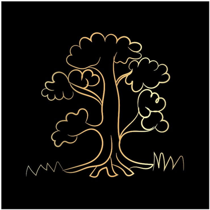 Vector hand drawn trees outline illustration