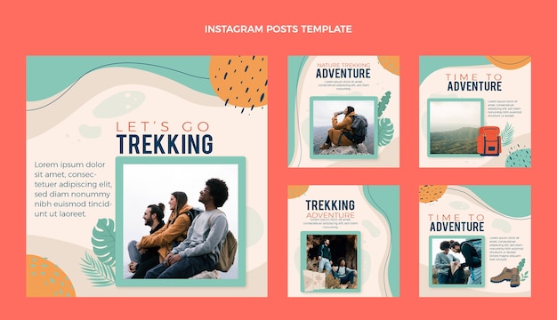 Post di instagram di trekking disegnati a mano