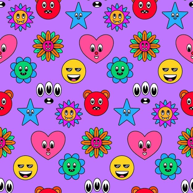 hand drawn trendy cartoon vector seamless pattern design