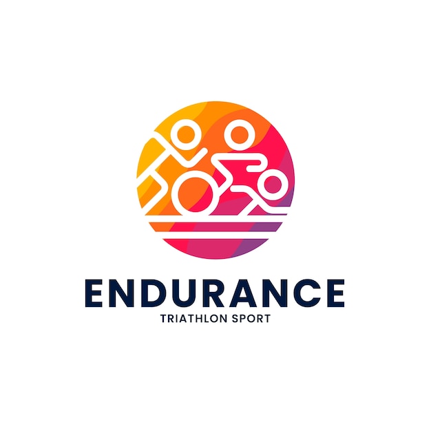 Modello del logo del triathlon disegnato a mano