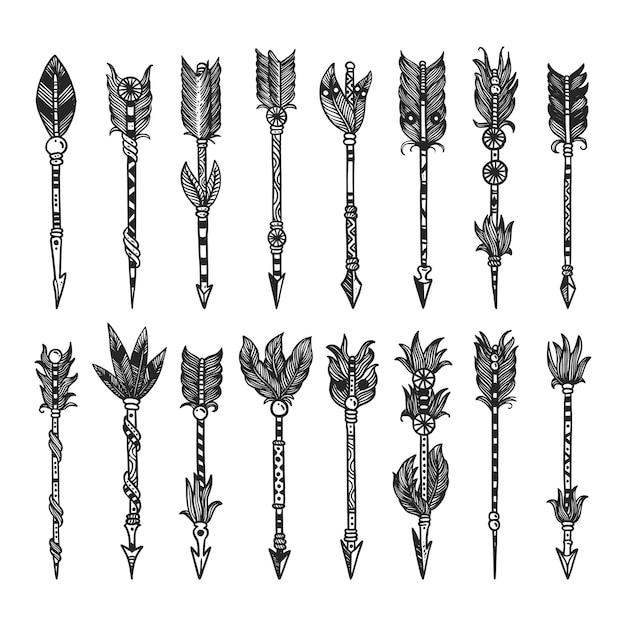 Hand drawn tribal arrow collection