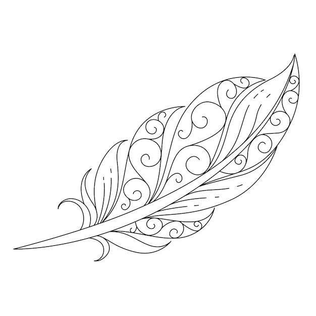 Vector hand drawn tribal feathers