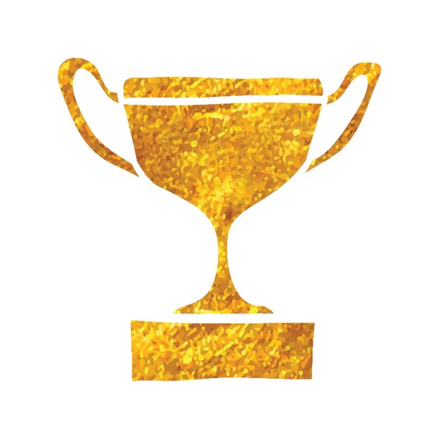 Нарисованная вручную иконка трофея на векторной иллюстрации текстуры золотой фольги