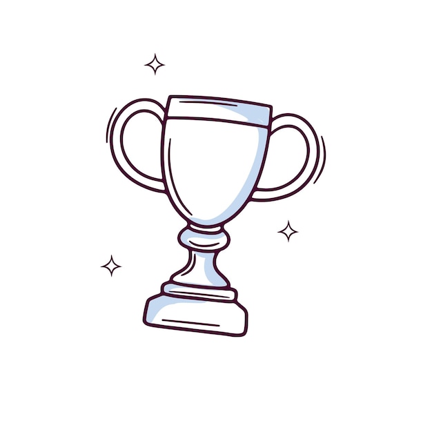 Vector hand drawn trophy icon winner trophy doodle sketch vector illustration