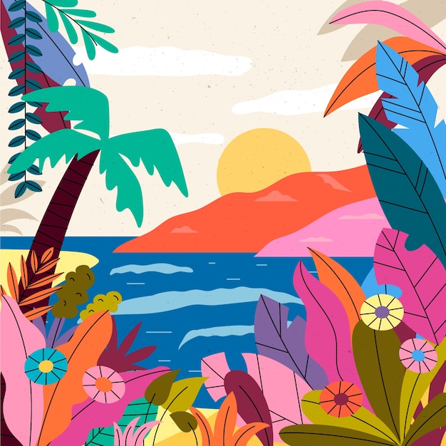 Vector hand drawn tropical illustration