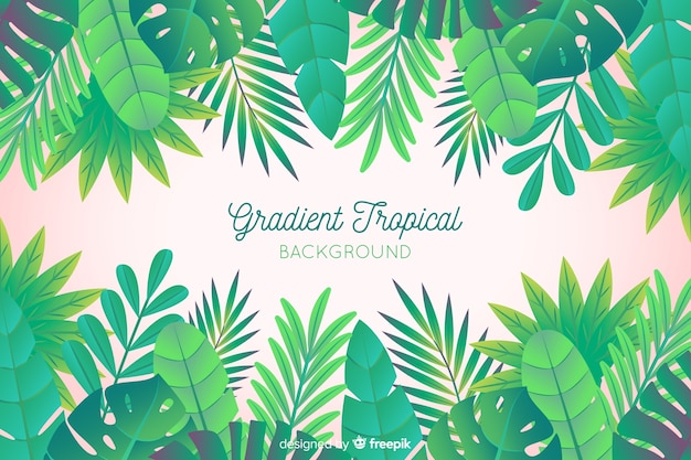 Hand drawn tropical leaves background