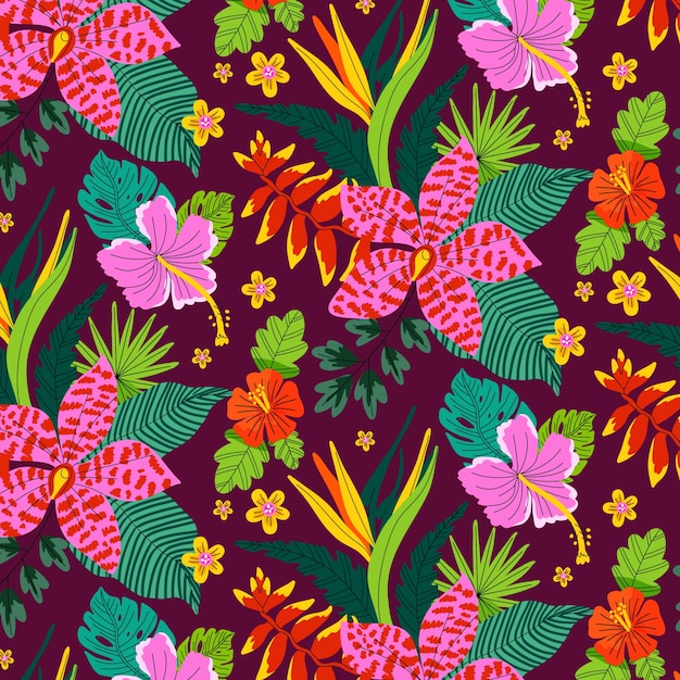 Vector hand drawn tropical pattern design
