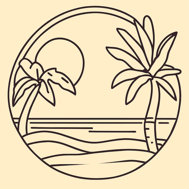 Vector hand drawn tropical sunset background