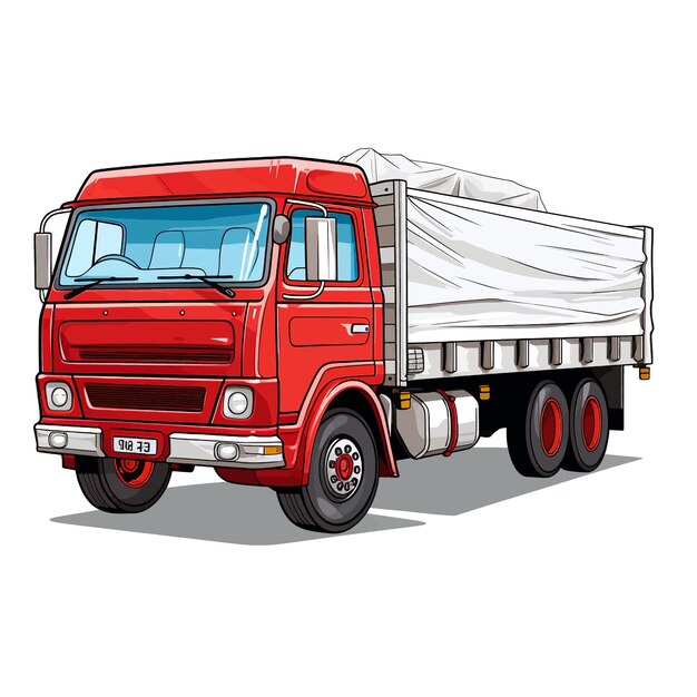 Vector hand drawn truck conveyance cartoon vector illustration clipart white background