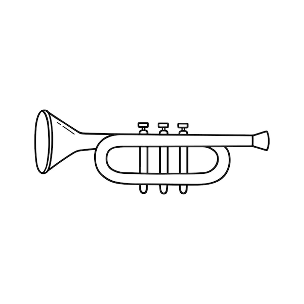 Hand drawn trumpet doodle Musical instrument in sketch style