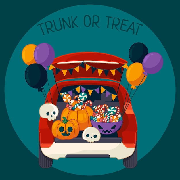 Vector hand drawn trunk or treat background