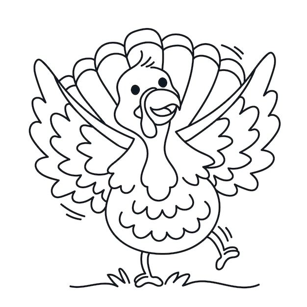 Vector hand drawn turkey outline illustration