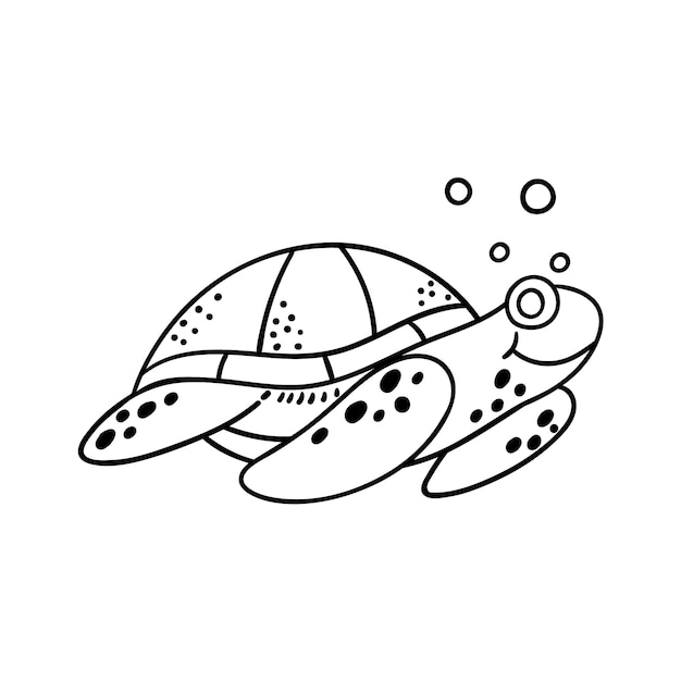 Hand drawn turtle  outline illustration