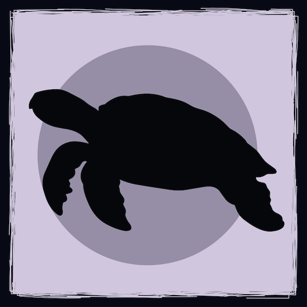 Vector hand drawn turtle silhouette illustration