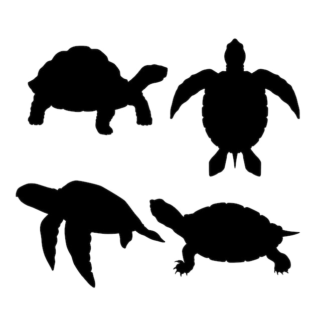 手描きのカメのシルエット