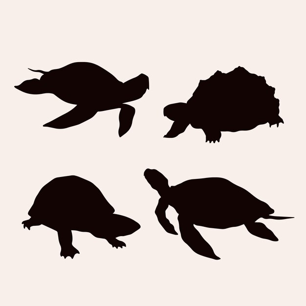 Vector hand drawn turtle silhouette