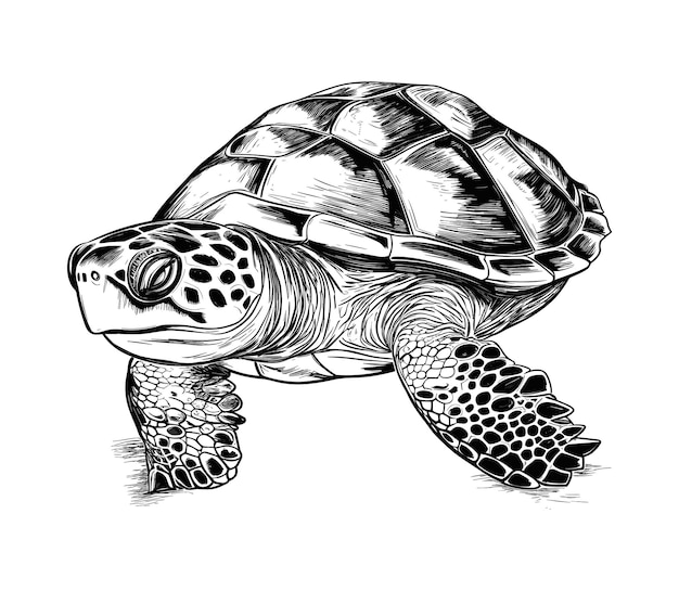 Hand drawn turtle vector illustration