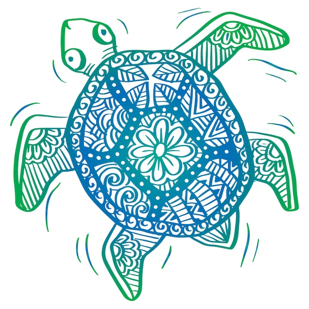 Vector hand drawn turtle zentangle art