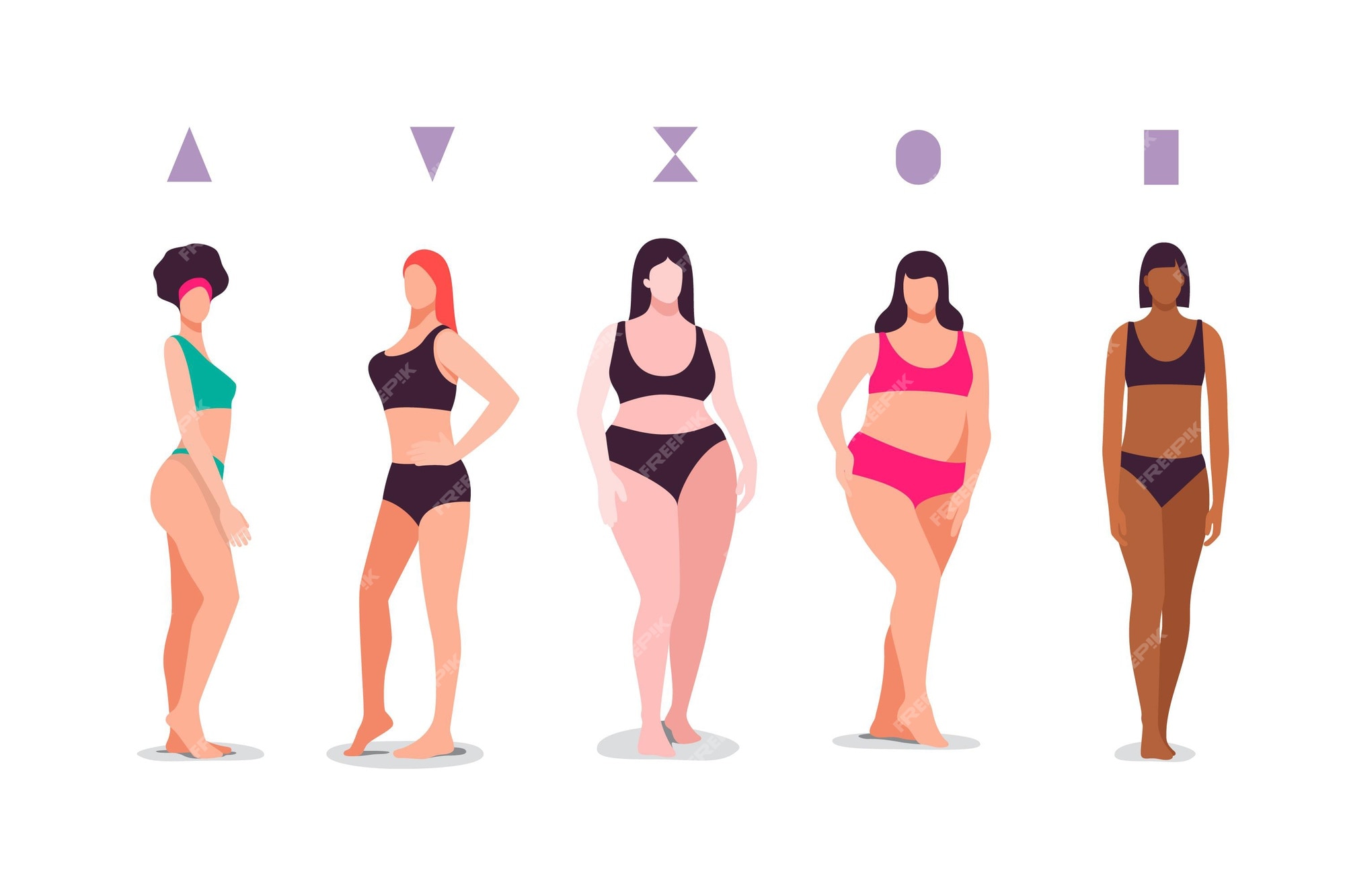 Premium Vector | Hand drawn types of female body shapes Premium Vector | Hand drawn types of female body shapes