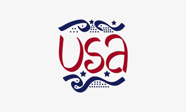 Hand Drawn Typography USA Ribbon Style Vector